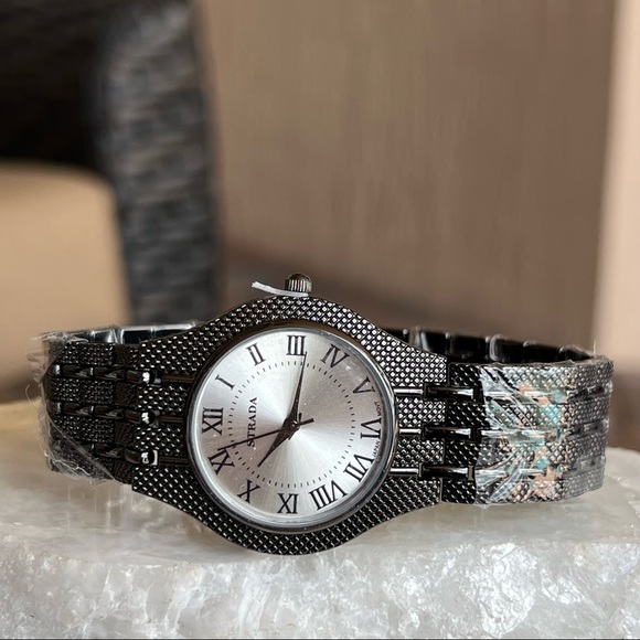 STRADA Dark Silvertone Watch with Stainless Back - Picture 2 of 10